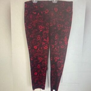 Floral Red and Black Leggings